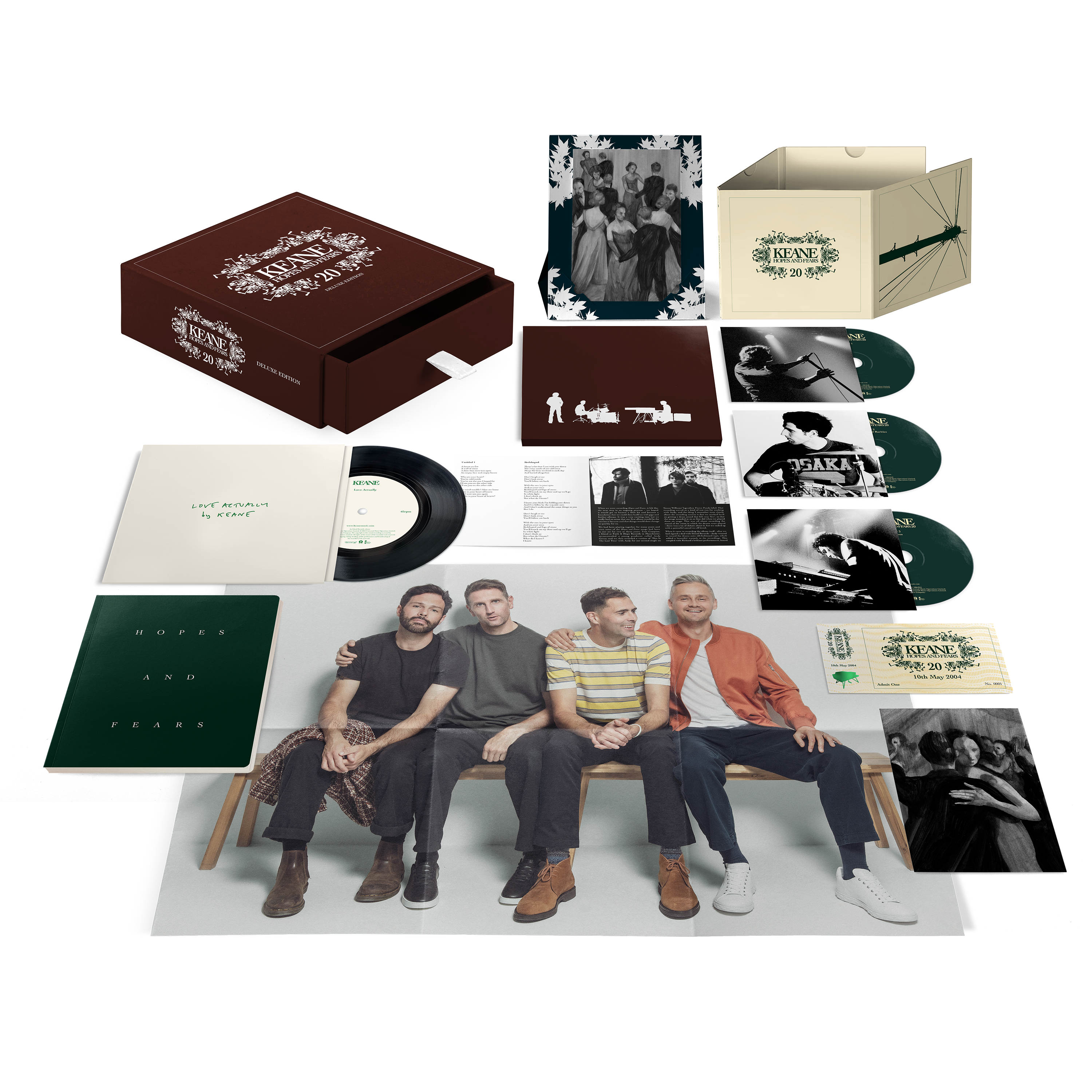 Keane - 20th Anniversary Signed Hopes and Fears Limited Deluxe 3CD Box Set + 7" Single